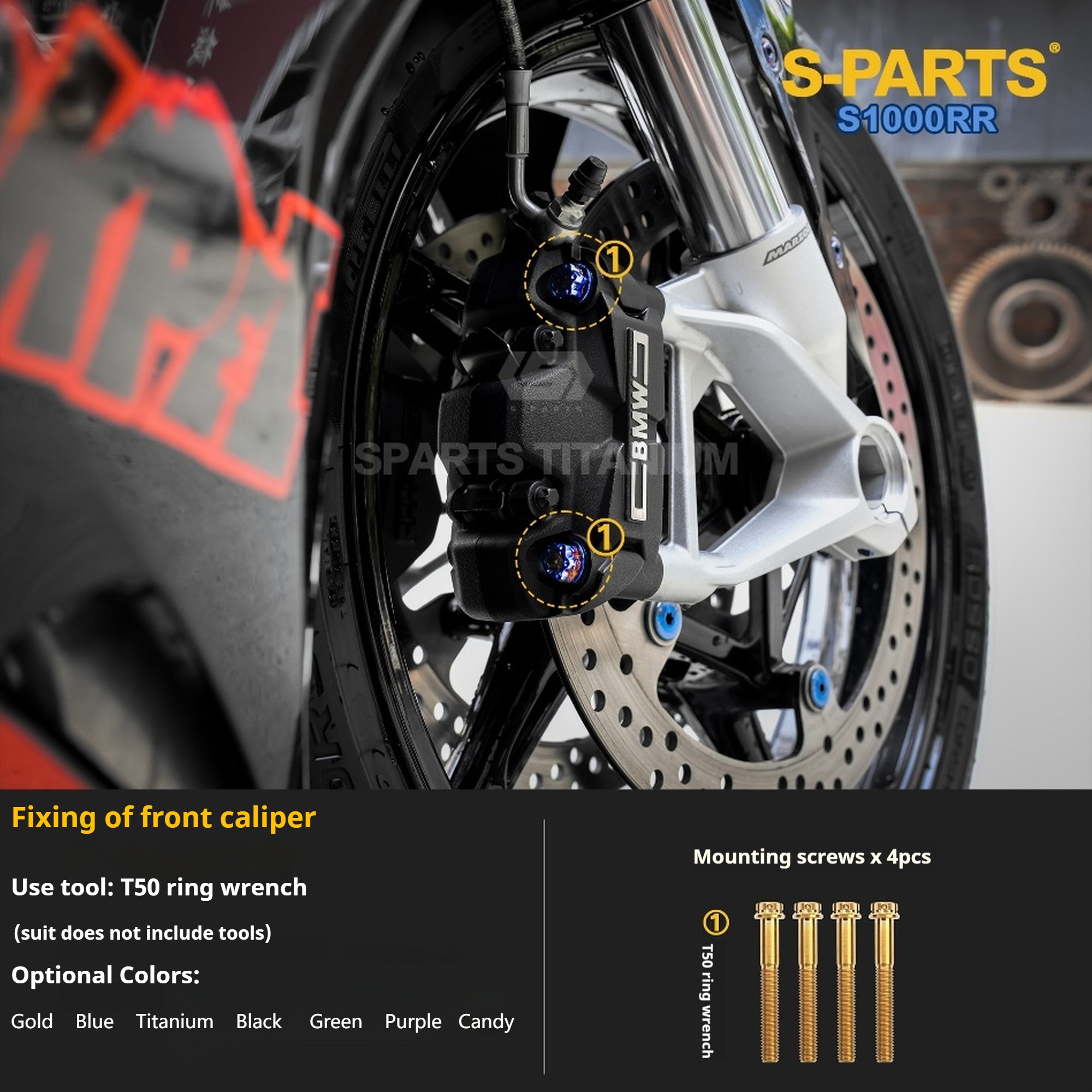 SPARTS TC4 Titanium Bolt Kit Compatible with BMW S1000RR — Full Motorcycle Upgrade Fastener Set