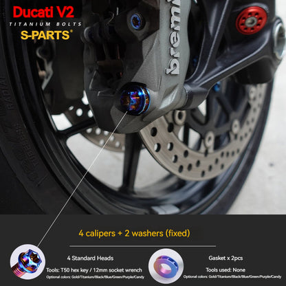S-PARTS  Compatible with / Suitable for Ducati DUCATI V2 Full Titanium Bolt Kit