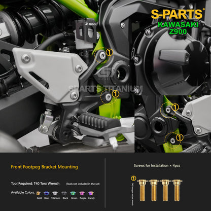 S-PARTS Titanium Fasteners Bodywork, Fairing & Footpeg Bolt Kit for Kawasaki Z900