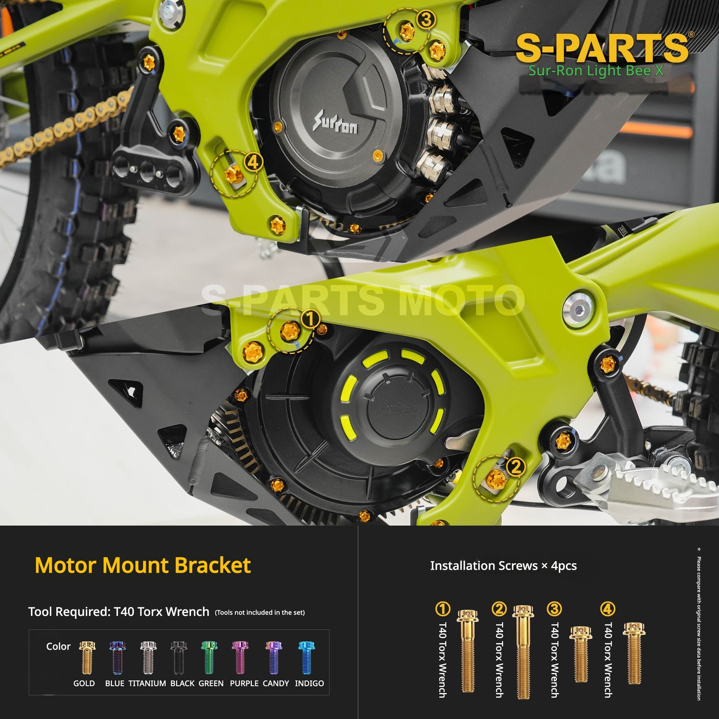 S-PARTS TC4 Titanium Full Bolt Kit for Sur-Ron Light Bee X (2025 Model)