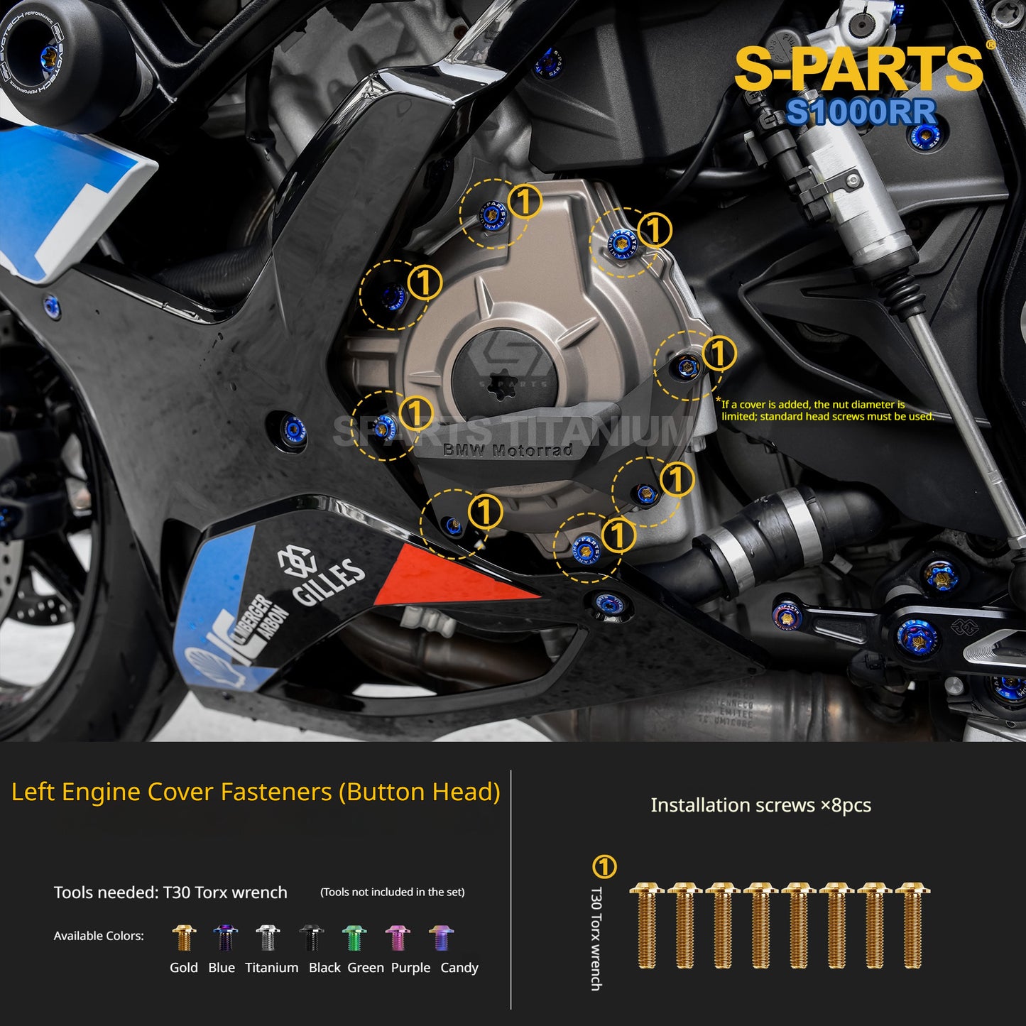 SPARTS Titanium Chassis Bolt Kit Brake Disc Caliper Sprocket Screws for BMW S1000RR