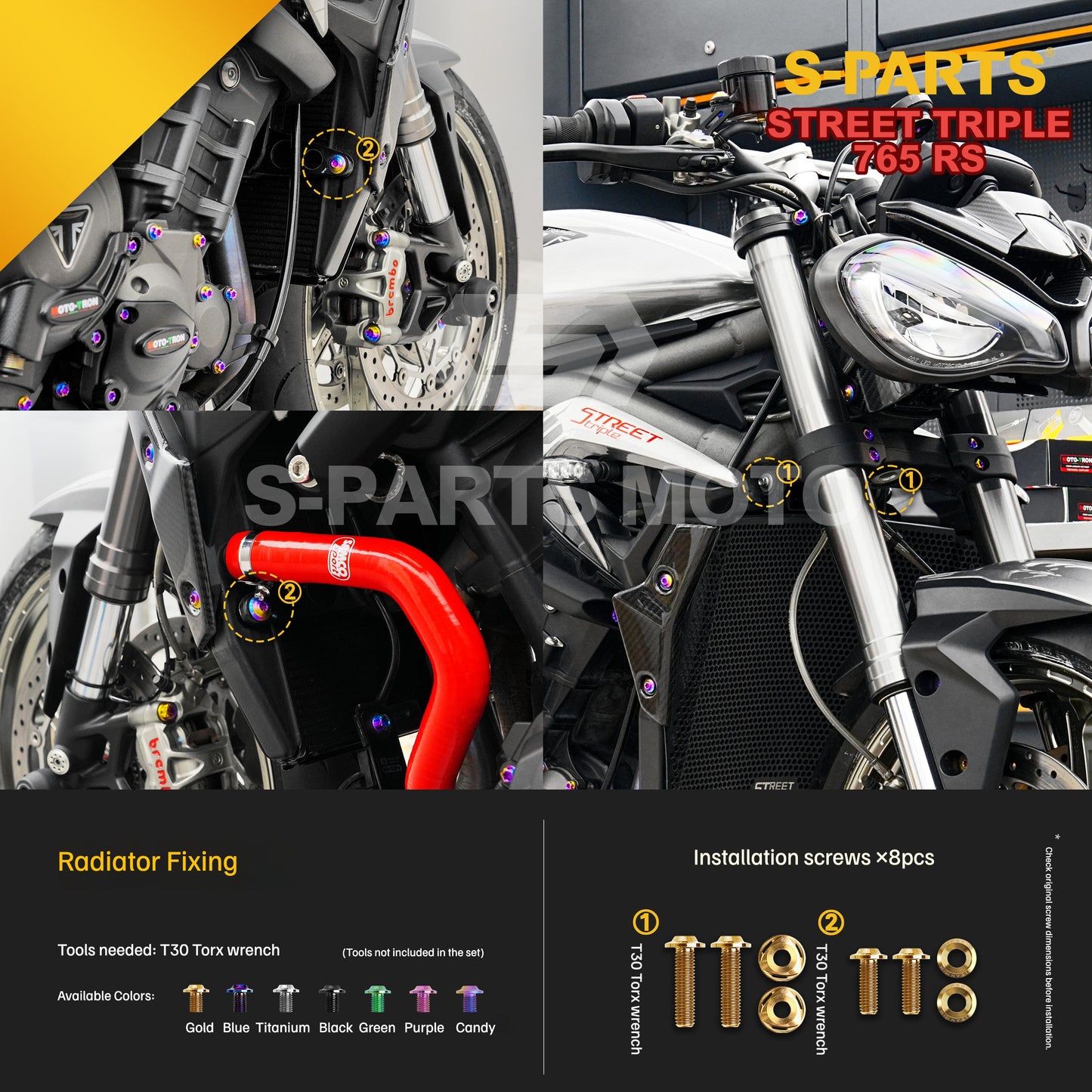 SPARTS Titanium Bolts for Triumph Street Triple 765 RS – Engine & Exhaust Upgrade Fasteners