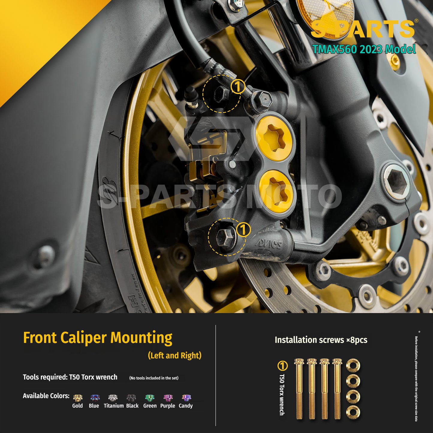 SPARTS Titanium Bolt Kit for Yamaha TMAX560 2023-Front & Cockpit System