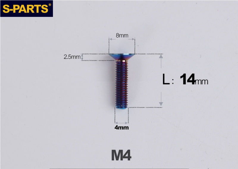 SPARTS M4x10-50mm Countersunk Titanium Alloy Bolt – Flat Head Fastening Screw for Motorcycle & Bicycle