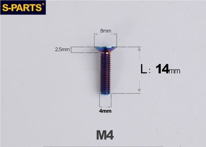 SPARTS M4x10-50mm Countersunk Titanium Alloy Bolt – Flat Head Fastening Screw for Motorcycle & Bicycle