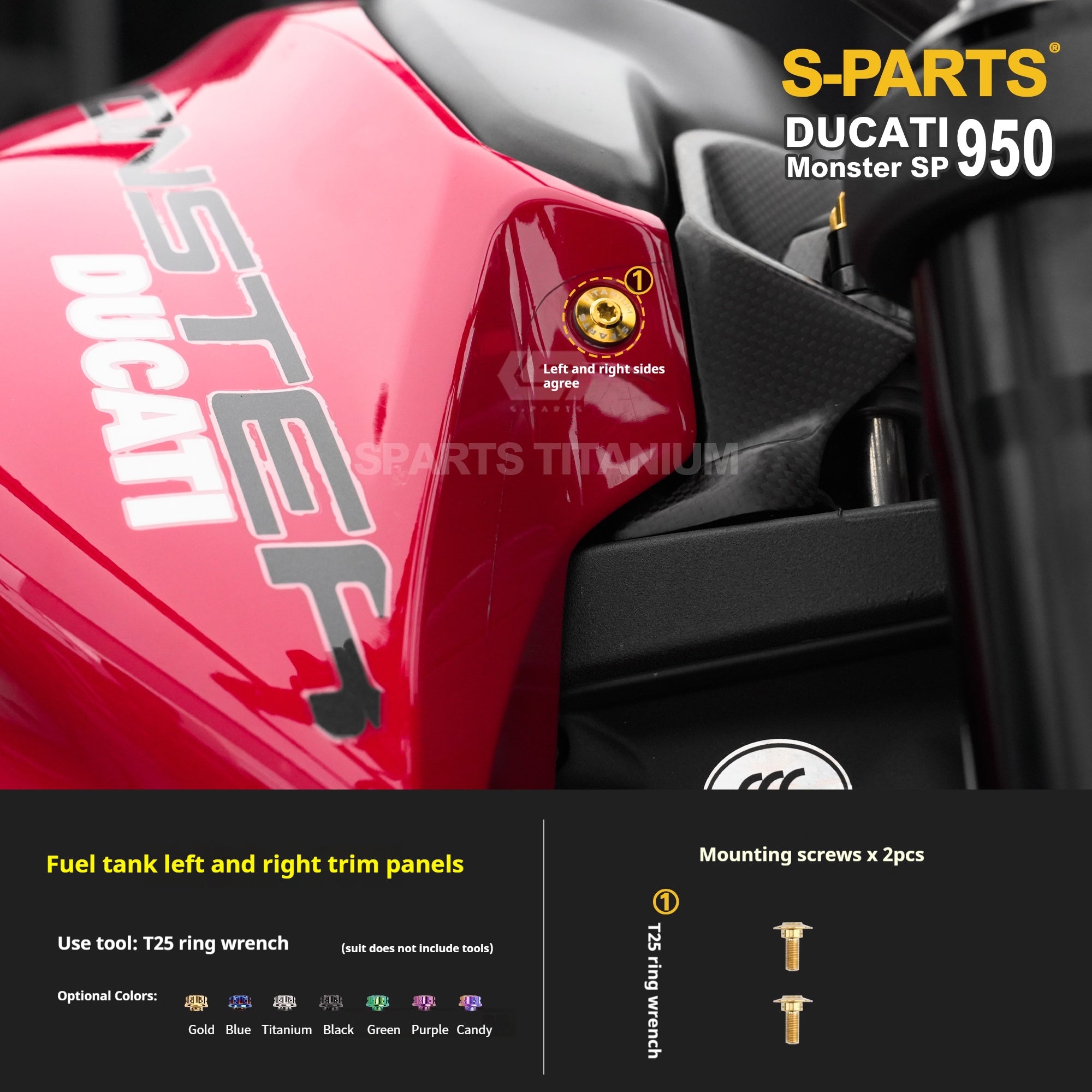 SPARTS Titanium Bolt Kit for Ducati New Monster SP 950 – CNC Titanium Upgrade Kit