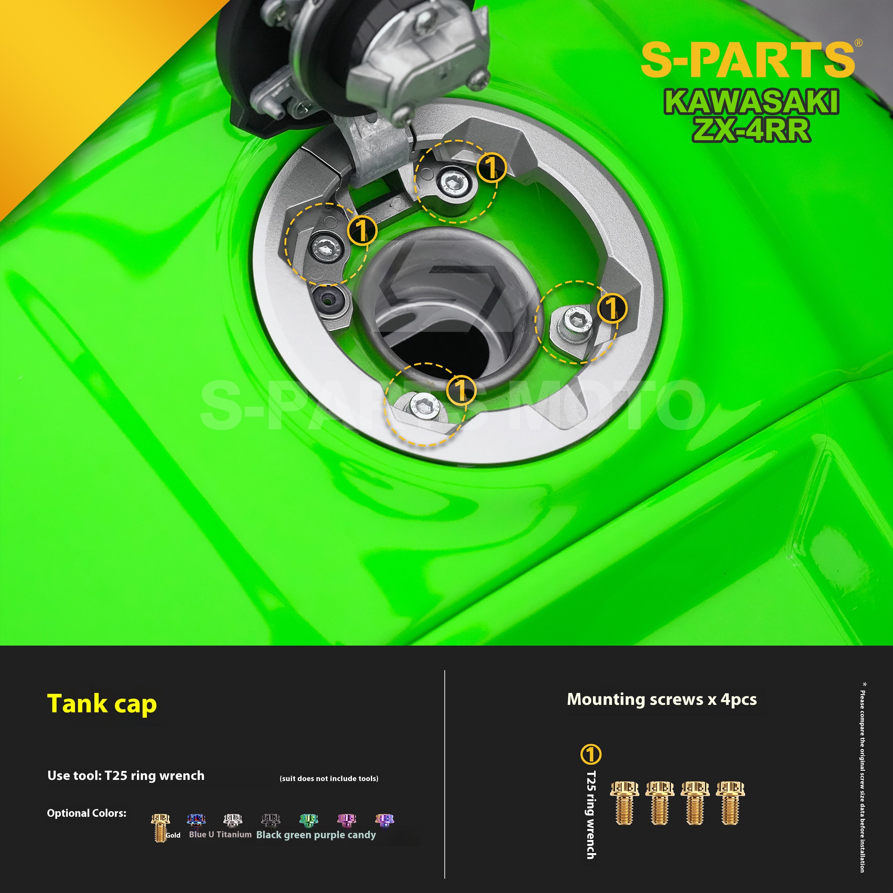 SPARTS TC4 Titanium Bolt Kit for Kawasaki ZX-4RR | Motorcycle Titanium Bolt Upgrade