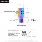 S-PARTS TC4 Titanium M8 to M8 Mirror Adapter Bolt | RH & LH Thread for Motorcycle / E-Bike