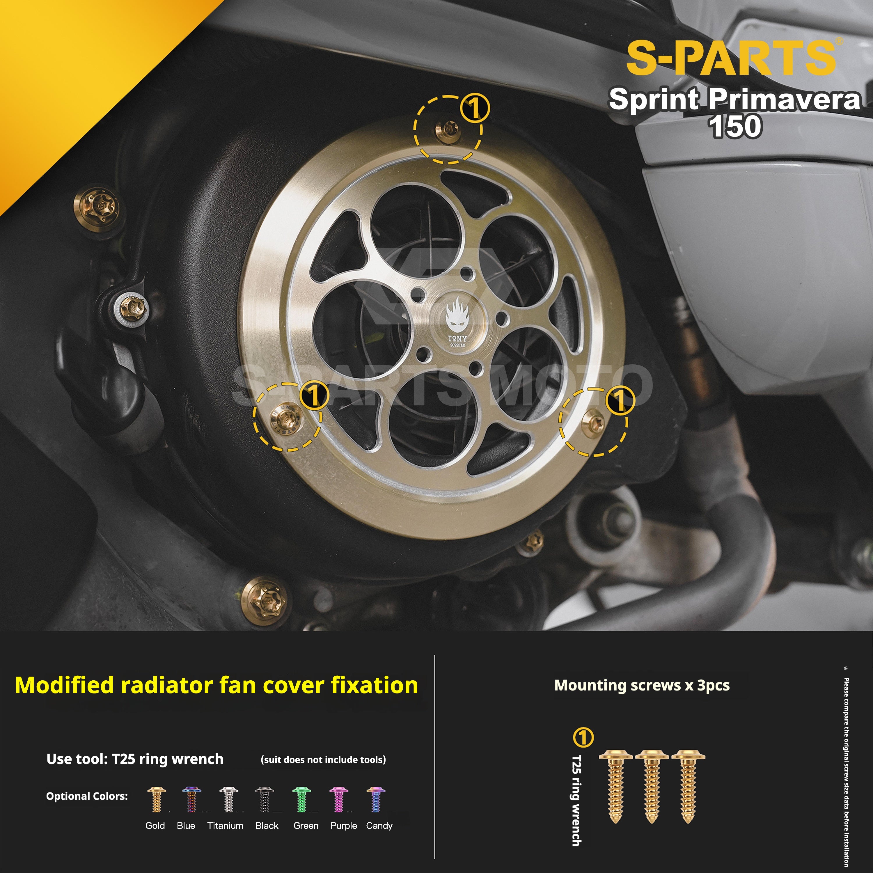 SPARTS Titanium Screw Set for Vespa Sprint/Primavera 150 – Custom Candy Color & CNC Titanium Upgrade Kit
