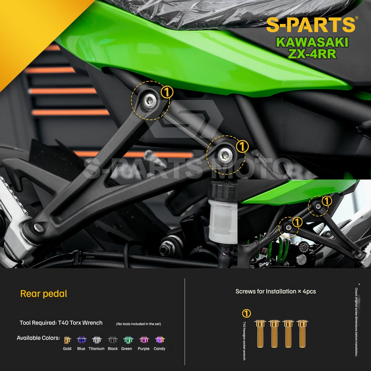 SPARTS TC4 Titanium Bolt Kit for Kawasaki ZX-4RR | Motorcycle Titanium Bolt Upgrade