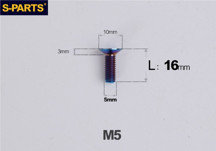 SPARTS M5 Countersunk Titanium Bolt | TC4 Flat Head Motorcycle Fastener
