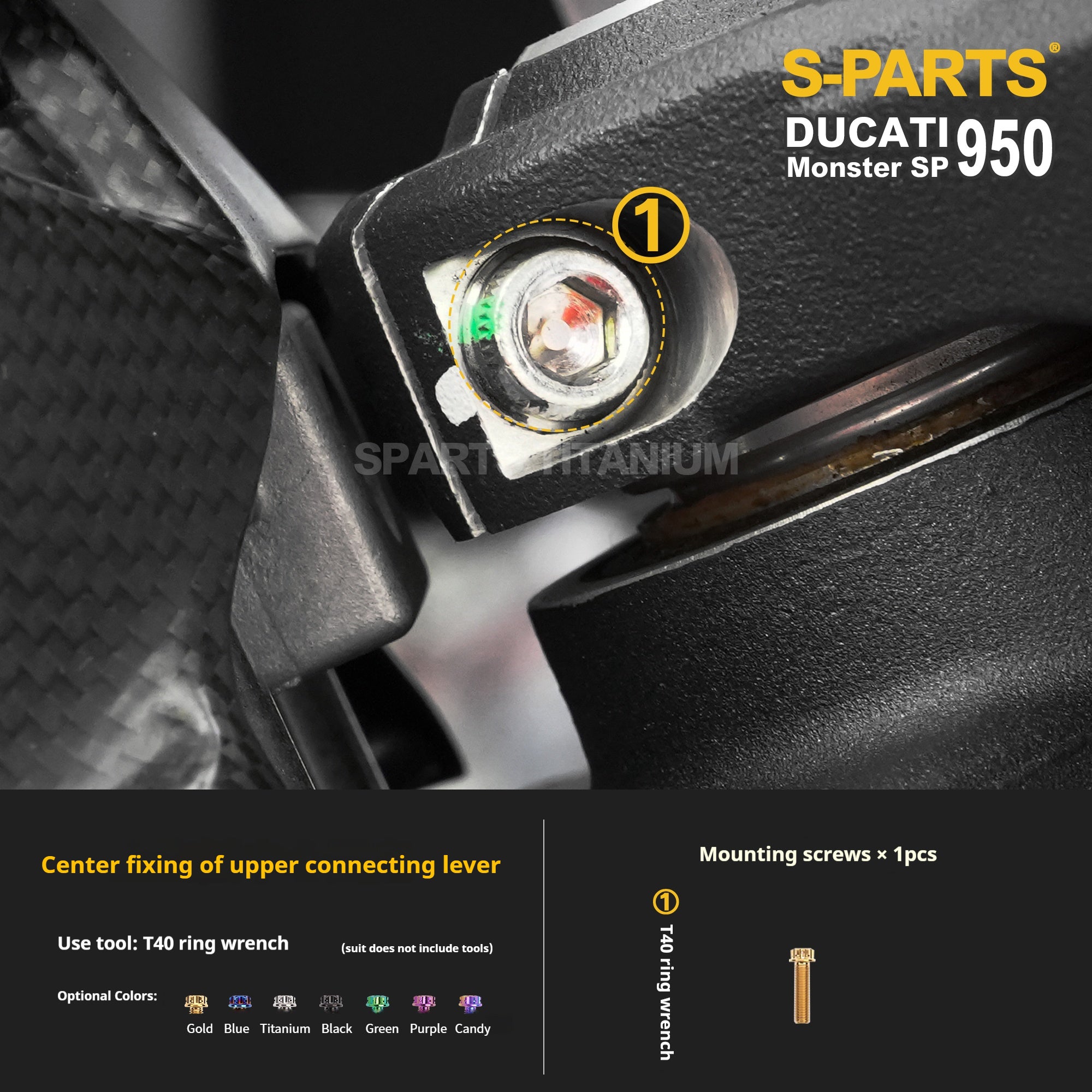 SPARTS Titanium Bolt Kit for Ducati New Monster SP 950 – CNC Titanium Upgrade Kit