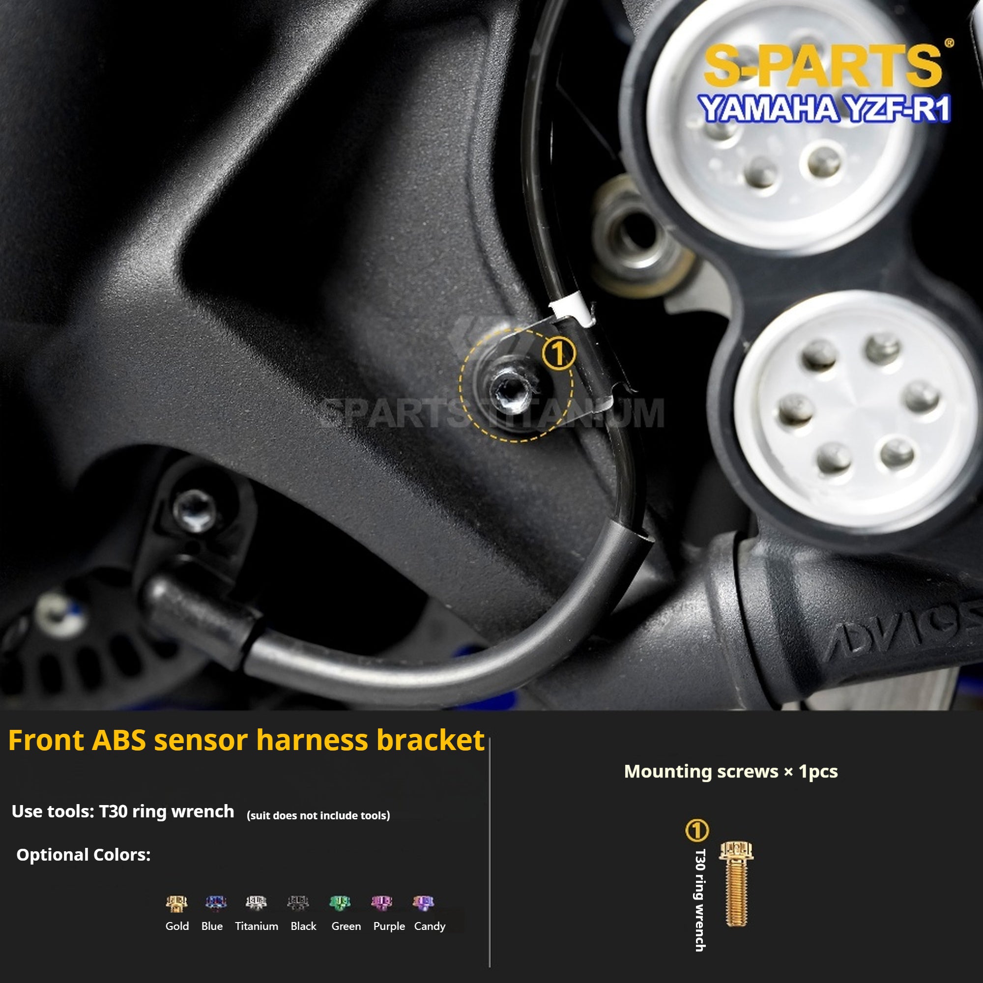 SPARTS Titanium Bolt Kit for Yamaha YZF-R1– Custom Candy Color & CNC Titanium Upgrade Kit- 1/2