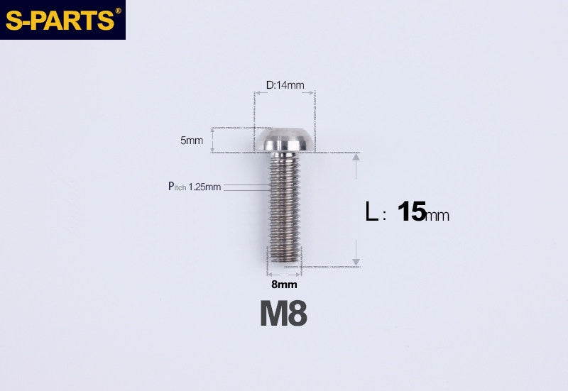 S-PARTS M8 A2 Series TC4 Titanium Bolts – Button Head Fasteners for Bicycle & E-Bike Upgrades