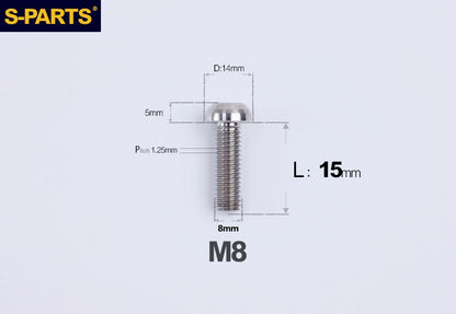 S-PARTS M8 A2 Series TC4 Titanium Bolts – Button Head Fasteners for Bicycle & E-Bike Upgrades