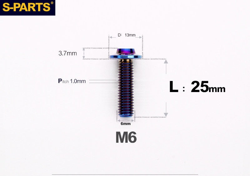 SPARTS A3 Button Head M6 D13 Titanium Bolt for Motorcycle & Bicycle Modification
