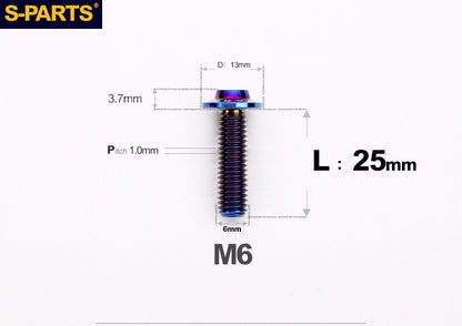 SPARTS A3 Button Head M6 D13 Titanium Bolt for Motorcycle & Bicycle Modification