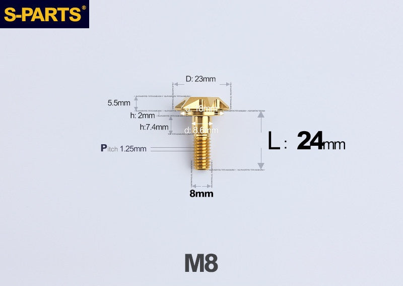 SPARTS M8 Stepped Button Head TC4 Titanium Bolt