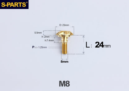 SPARTS M8 Stepped Button Head TC4 Titanium Bolt