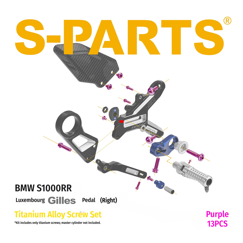 SPARTS Gilles Foot Peg Titanium Bolt Kit for BMW S1000RR – Luxembourg Edition