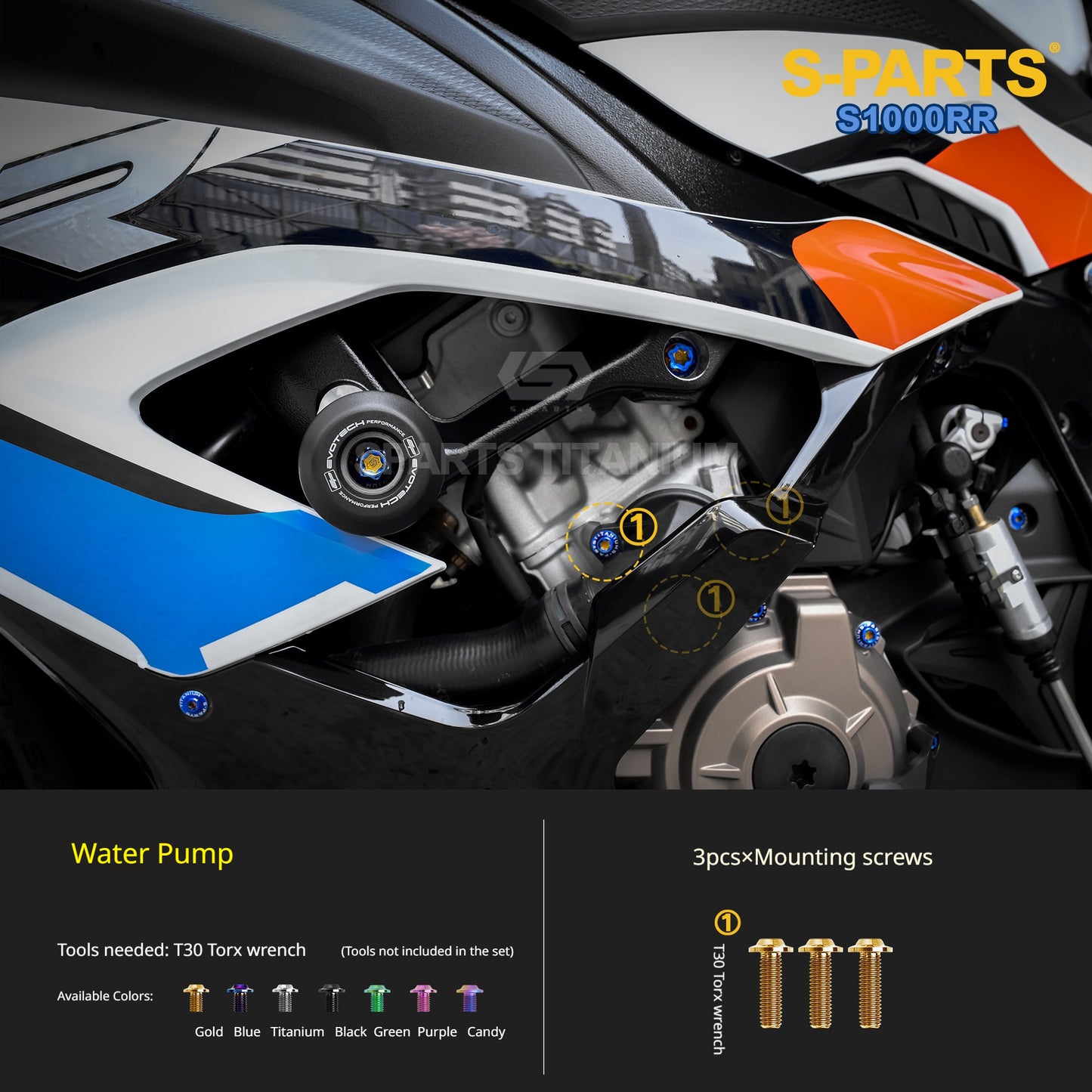 SPARTS Titanium Chassis Bolt Kit Brake Disc Caliper Sprocket Screws for BMW S1000RR