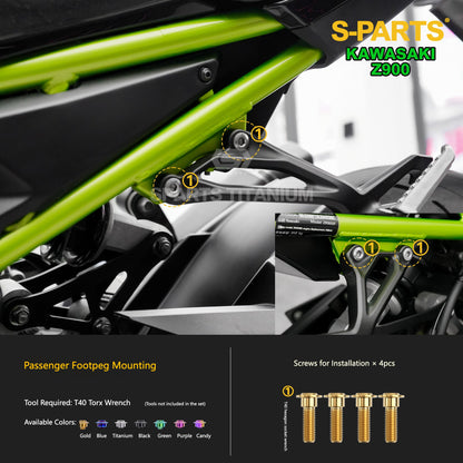 S-PARTS Titanium Fasteners Bodywork, Fairing & Footpeg Bolt Kit for Kawasaki Z900