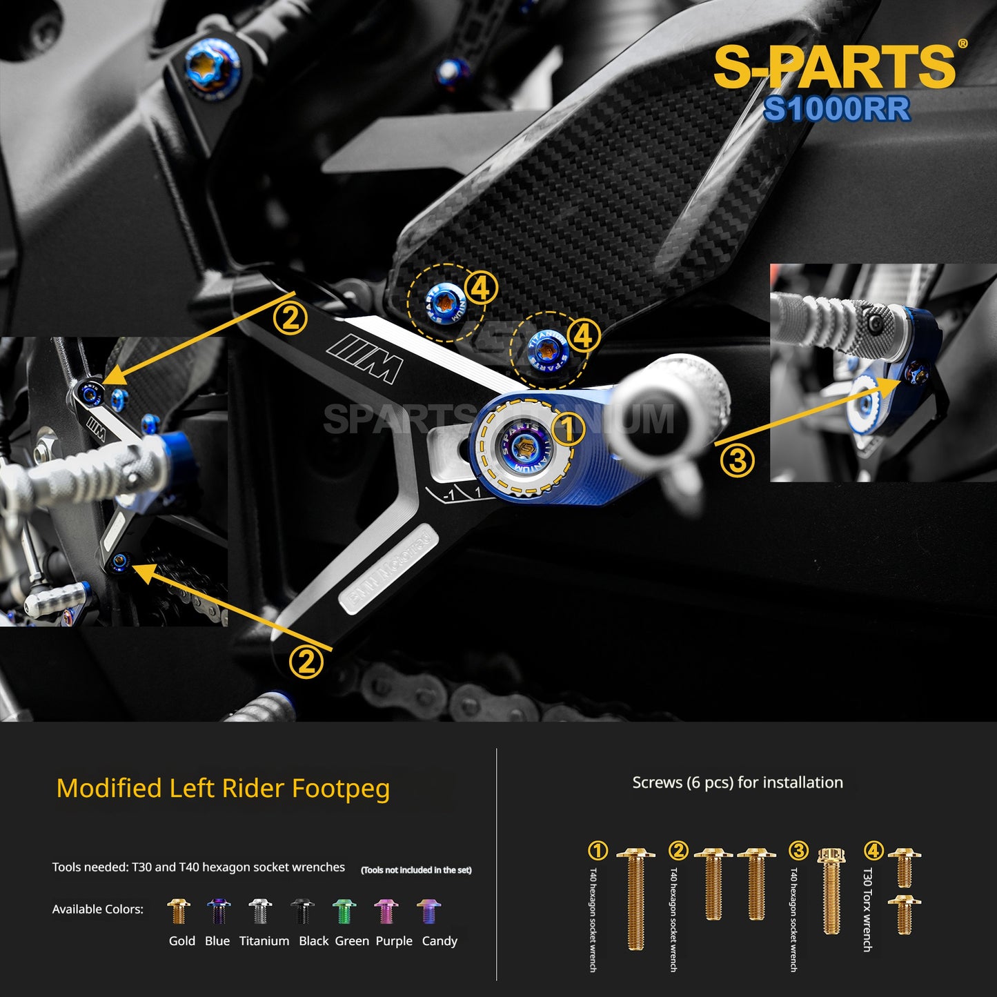 S-PARTS Titanium Bolts Kit for BMW S1000RR M Version