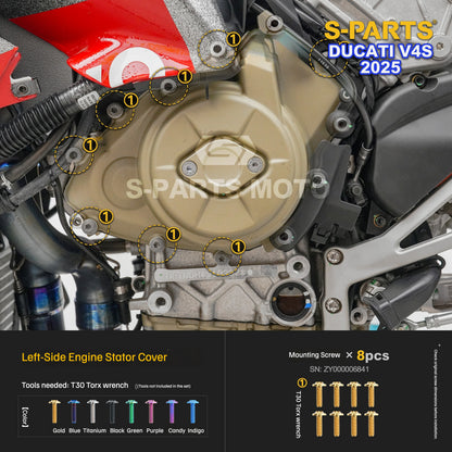 S-PARTS Titanium Engine and Rearset Fastener Kit for Ducati Panigale V4 S 2025