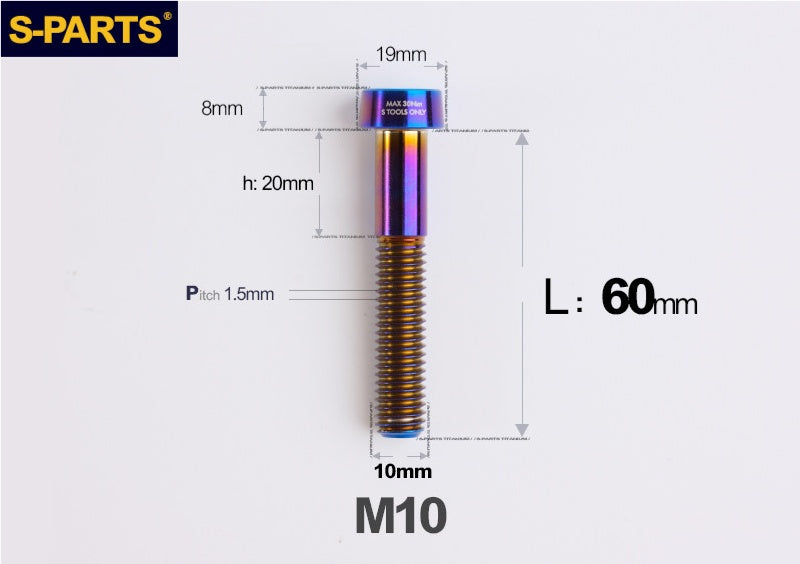 SPARTS M10 D19 P1.5 Titanium Security Bolt – Brake Caliper Locking Screw for Motorcycle