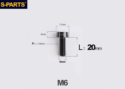 SPARTS M6 × L20-35 Titanium Anti-Theft Caliper Set Screws for Motorcycle 2-Piston Brake Calipers