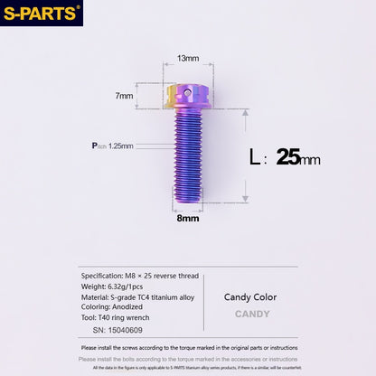 SPARTS Titanium MirrorMotorcycle Rearview Mirror Bolts· M8/M10