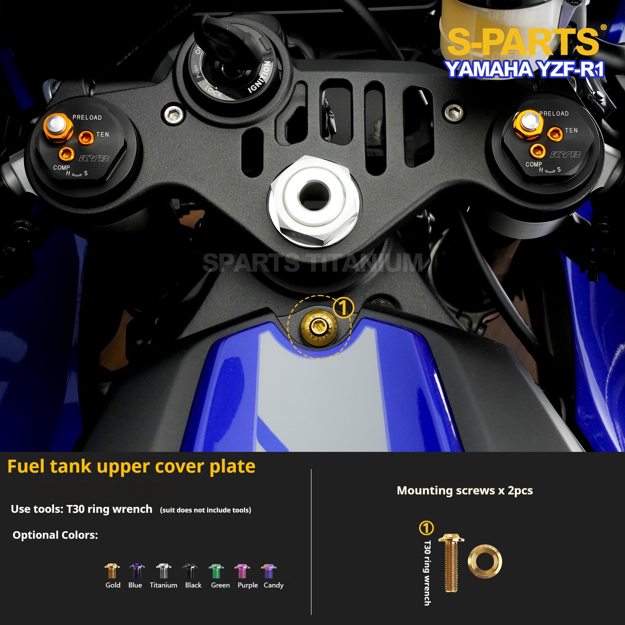 SPARTS Titanium Bolt Kit for Yamaha YZF-R1– CNC Titanium Upgrade Kit- 1/2