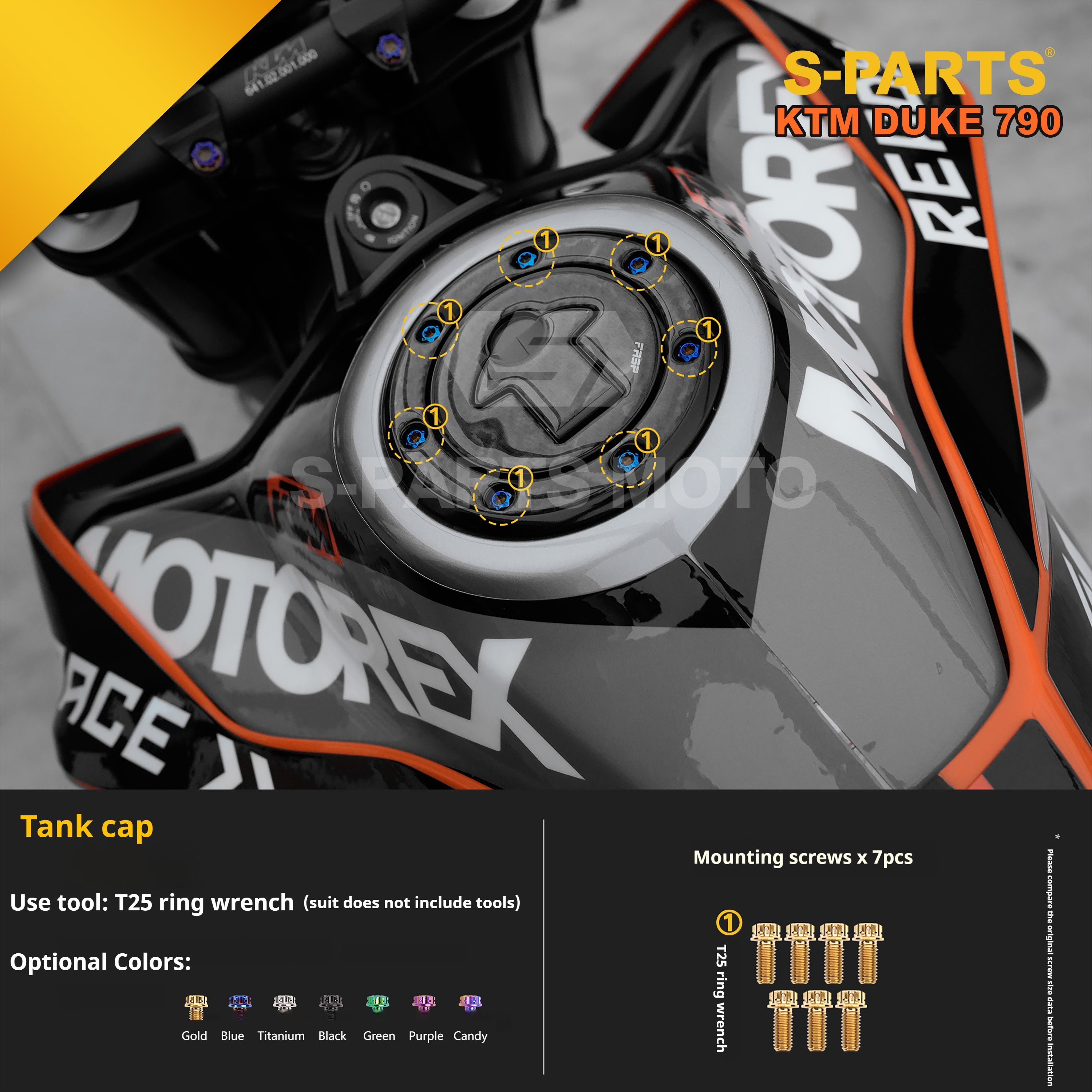 SPARTS TC4 Titanium Bolt Kit Compatible with KTM DUKE 790 – Full Motorcycle Fastener Upgrade