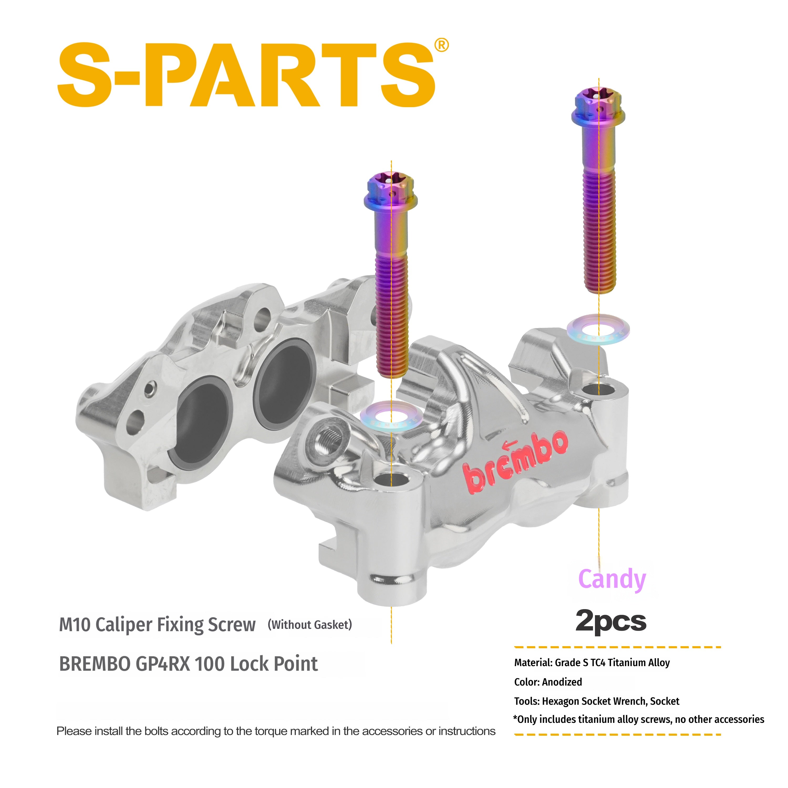SPARTS Titanium Alloy Brembo M50 Caliper Bolt Kit (M10×55)