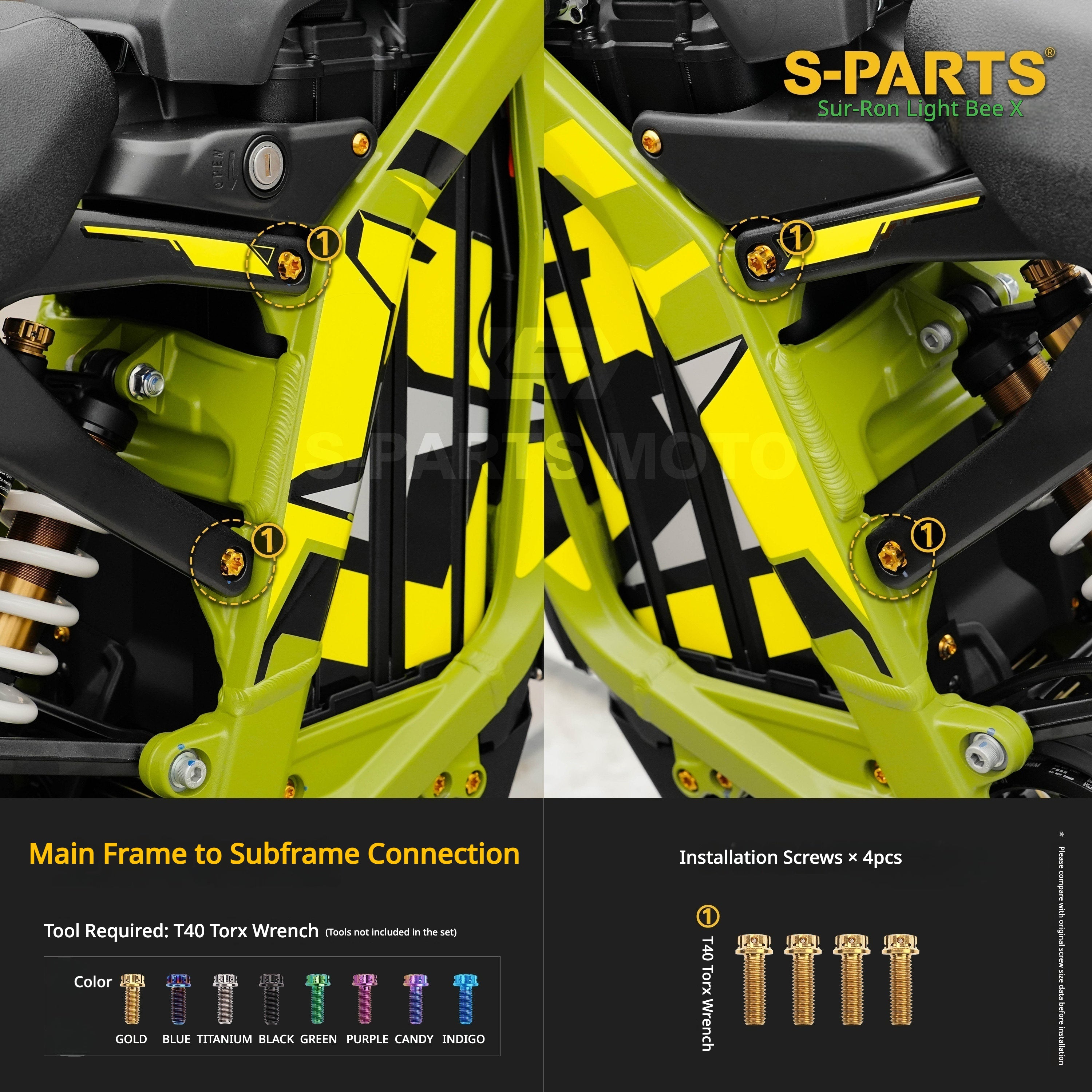 S-PARTS TC4 Titanium Full Bolt Kit for Sur-Ron Light Bee X (2025 Model)