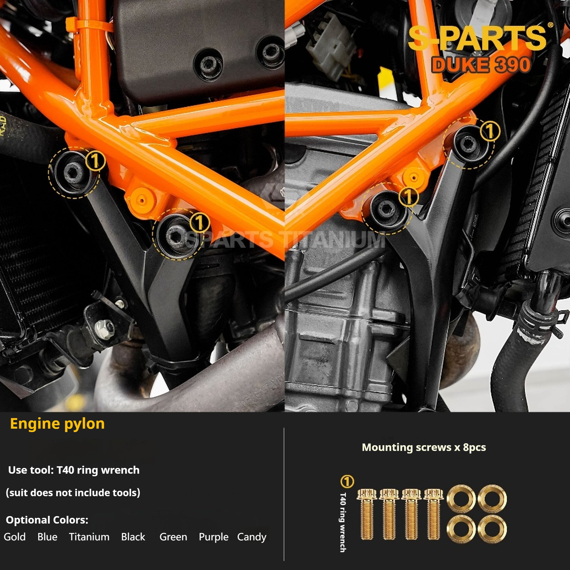 SPARTS Stan KTM DUKE 390 Dedicated · TC4 Titanium Full Motorcycle Bolt Kit