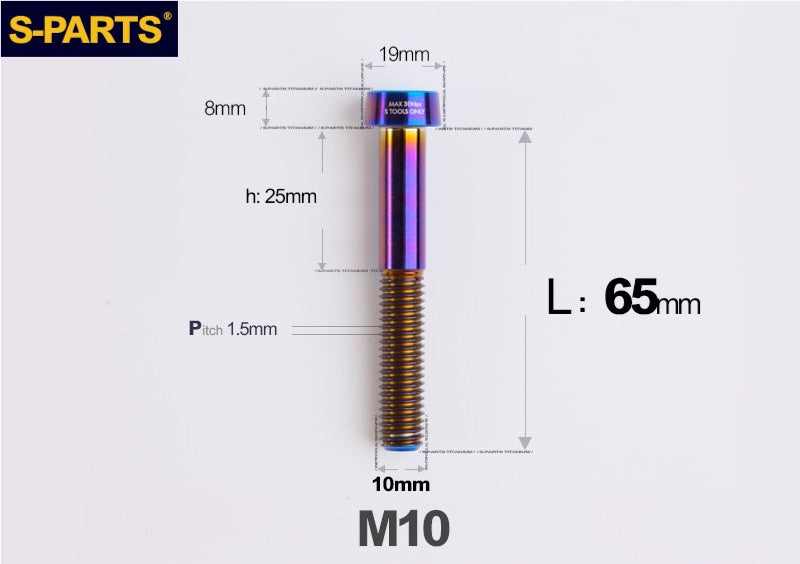 SPARTS M10 D19 P1.5 Titanium Security Bolt – Brake Caliper Locking Screw for Motorcycle