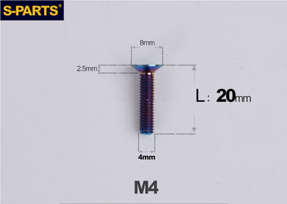 SPARTS M4x10-50mm Countersunk Titanium Alloy Bolt – Flat Head Fastening Screw for Motorcycle & Bicycle