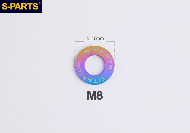 S-PARTS M8 / M10 / M12 / M14 TC4 Titanium Flat Washers for E-Bikes, Motorcycles & Bicycles