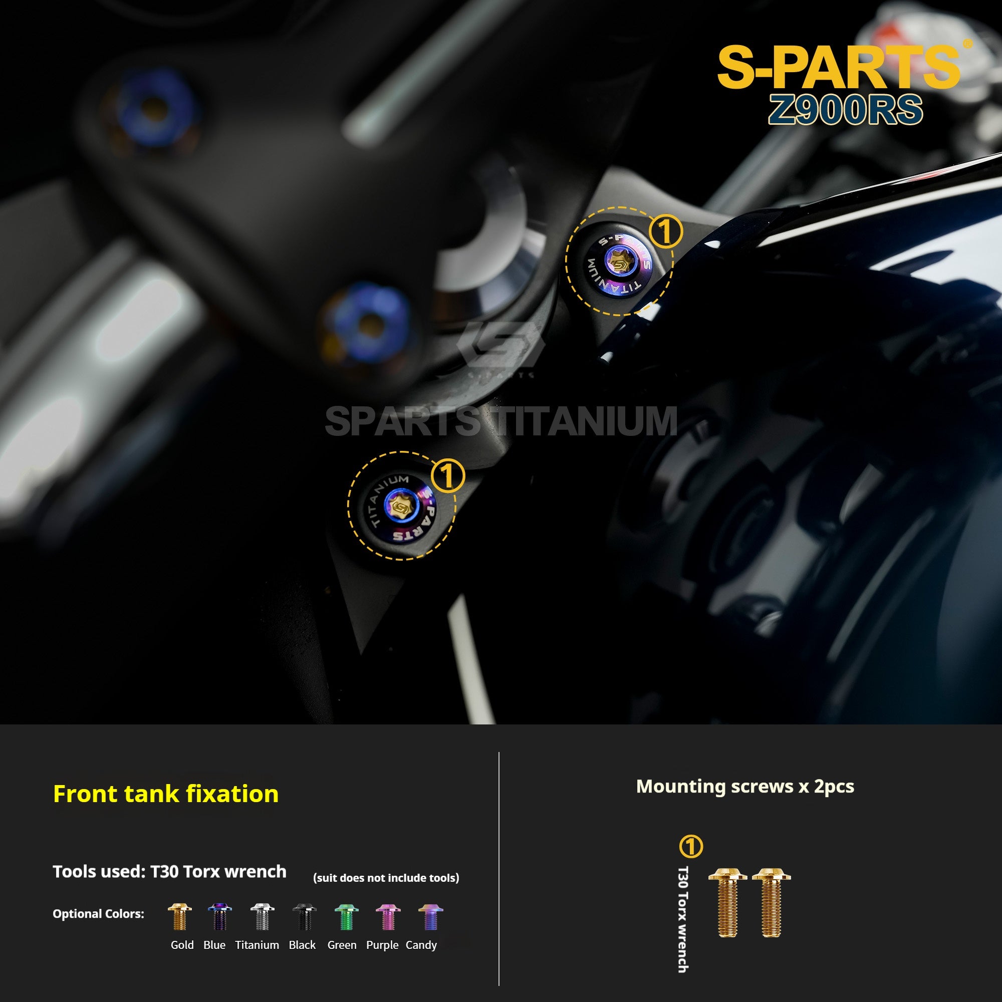 SPARTS Titanium Screw Set for Kawasaki Z900RS – Motorcycle Upgrade Kit