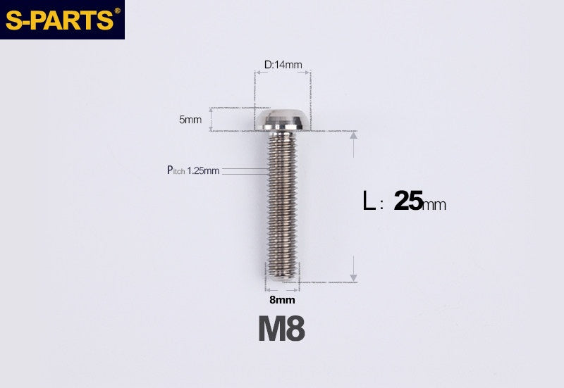 S-PARTS M8 A2 Series TC4 Titanium Bolts – Button Head Fasteners for Bicycle & E-Bike Upgrades