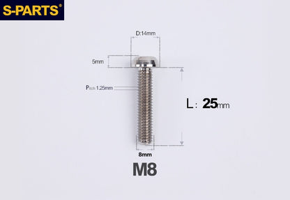 S-PARTS M8 A2 Series TC4 Titanium Bolts – Button Head Fasteners for Bicycle & E-Bike Upgrades