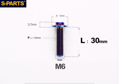 SPARTS A3 Button Head M6 D13 Titanium Bolt for Motorcycle & Bicycle Modification