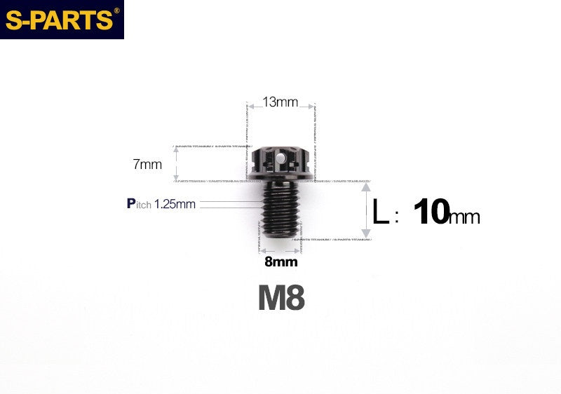 S-PARTS STAN M8 A3 Series Titanium Bolts – Standard Head TC4 Fasteners for Motorcycle & E-Motorcycle