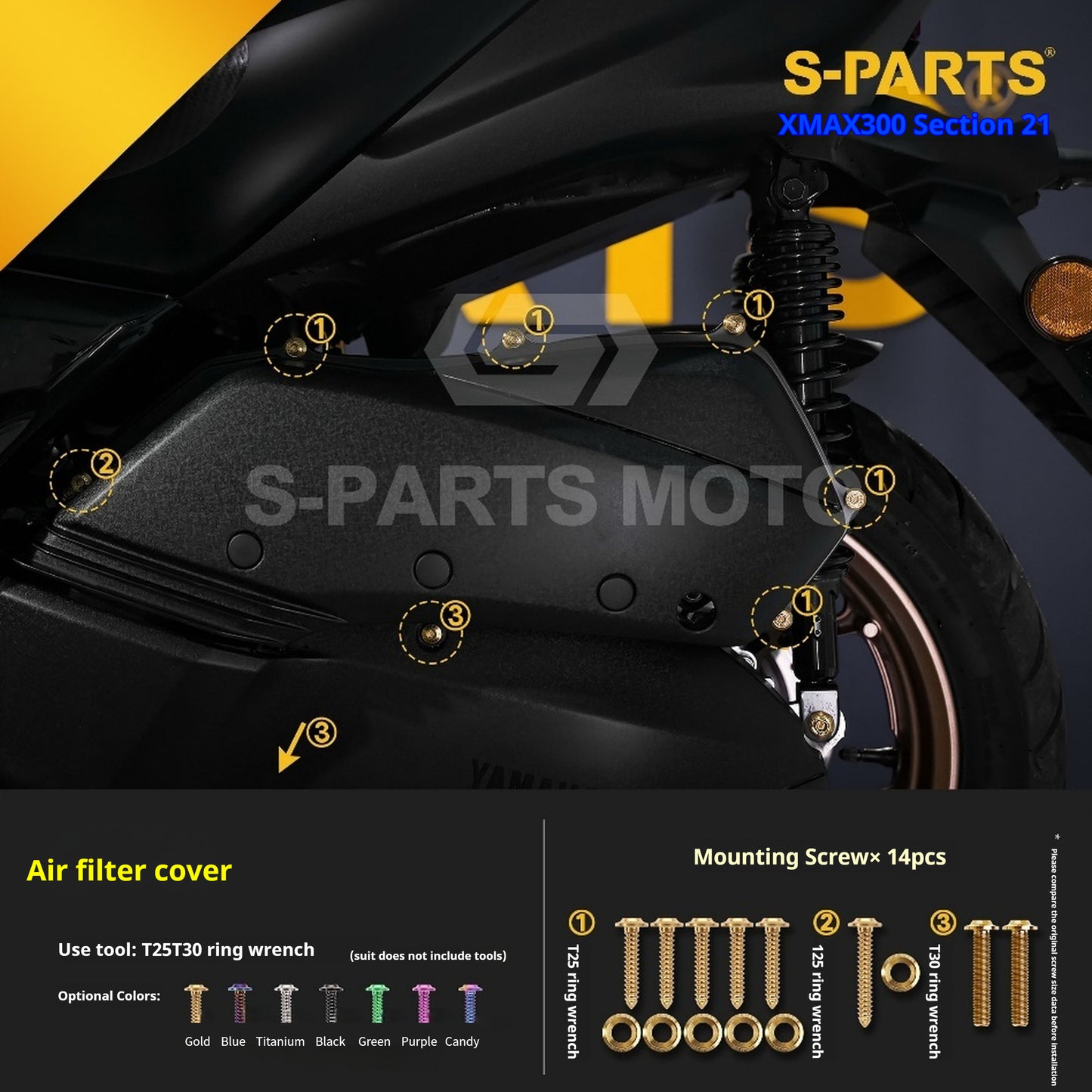 SPARTS 2021 XMAX300 YAMAHA Motorcycle Modified Titanium Alloy Bolts Screws