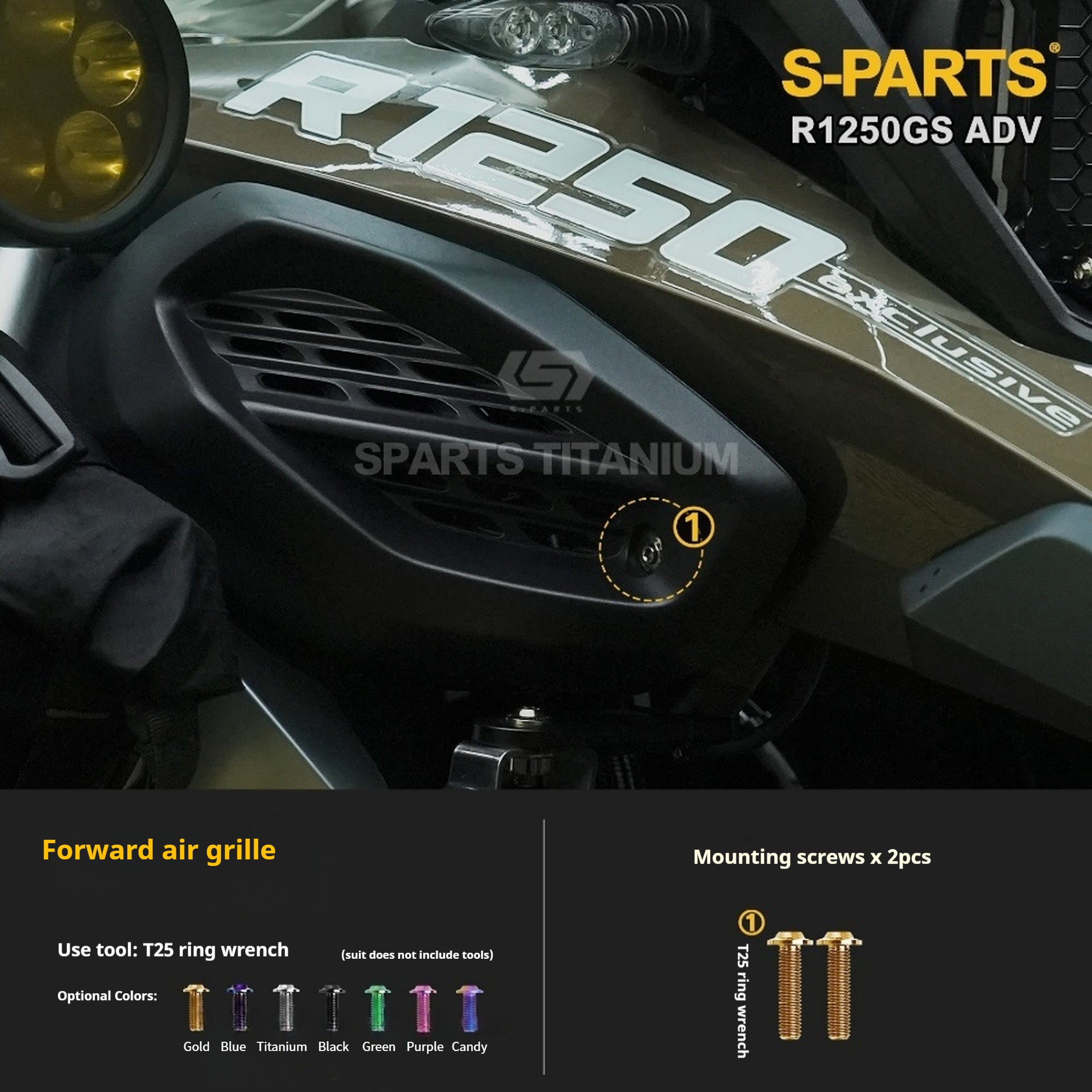 SPARTS Titanium Bolt Kit for BMW R 1250GS ADV – Custom Candy Color & CNC Titanium Upgrade Kit