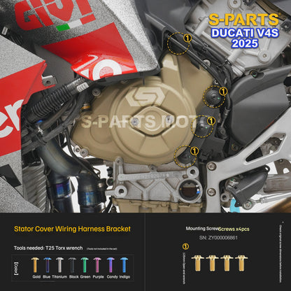 S-PARTS Titanium Engine and Rearset Fastener Kit for Ducati Panigale V4 S 2025