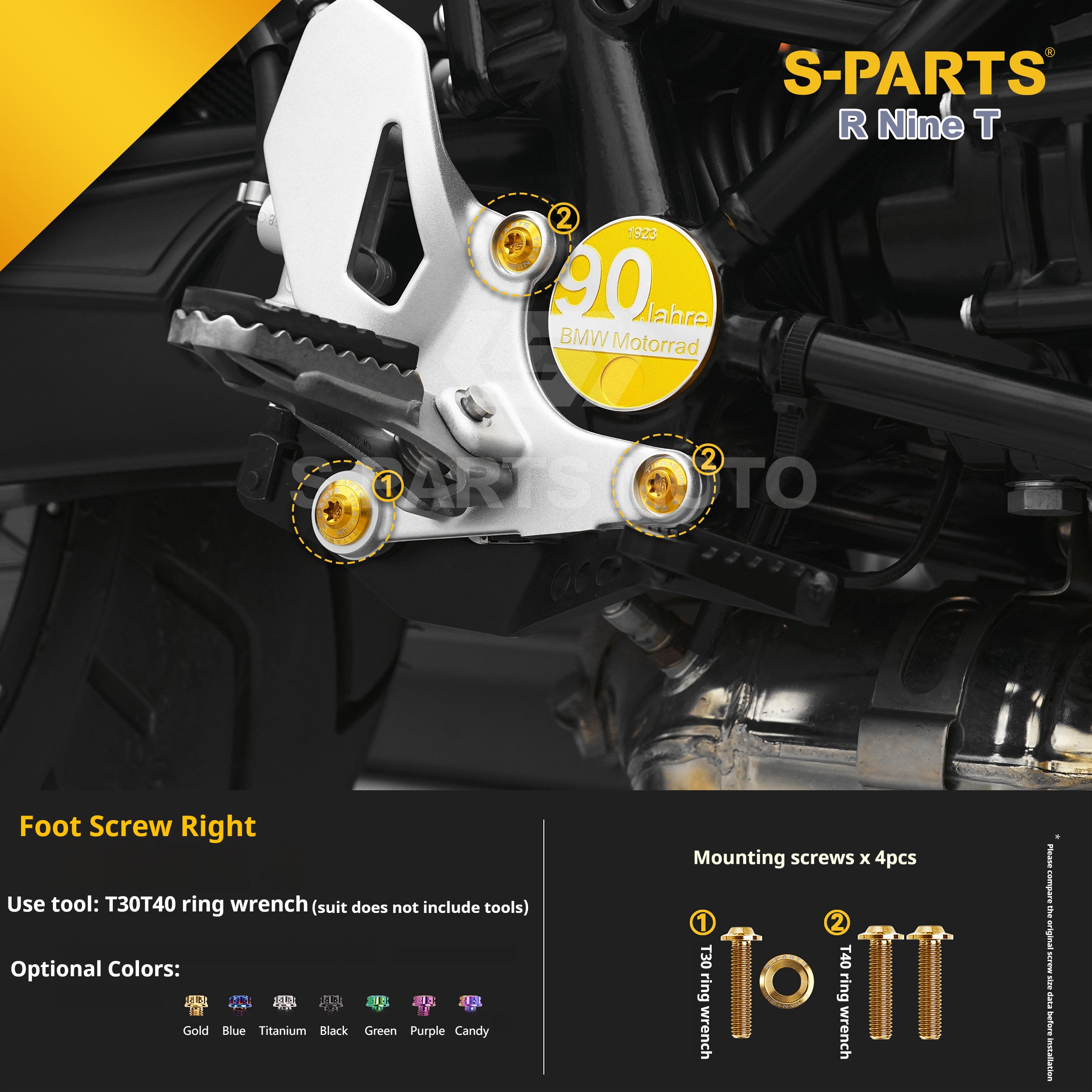 SPARTS BMW RnineT Titanium Alloy Motorcycle Bolt Upgrade Kit