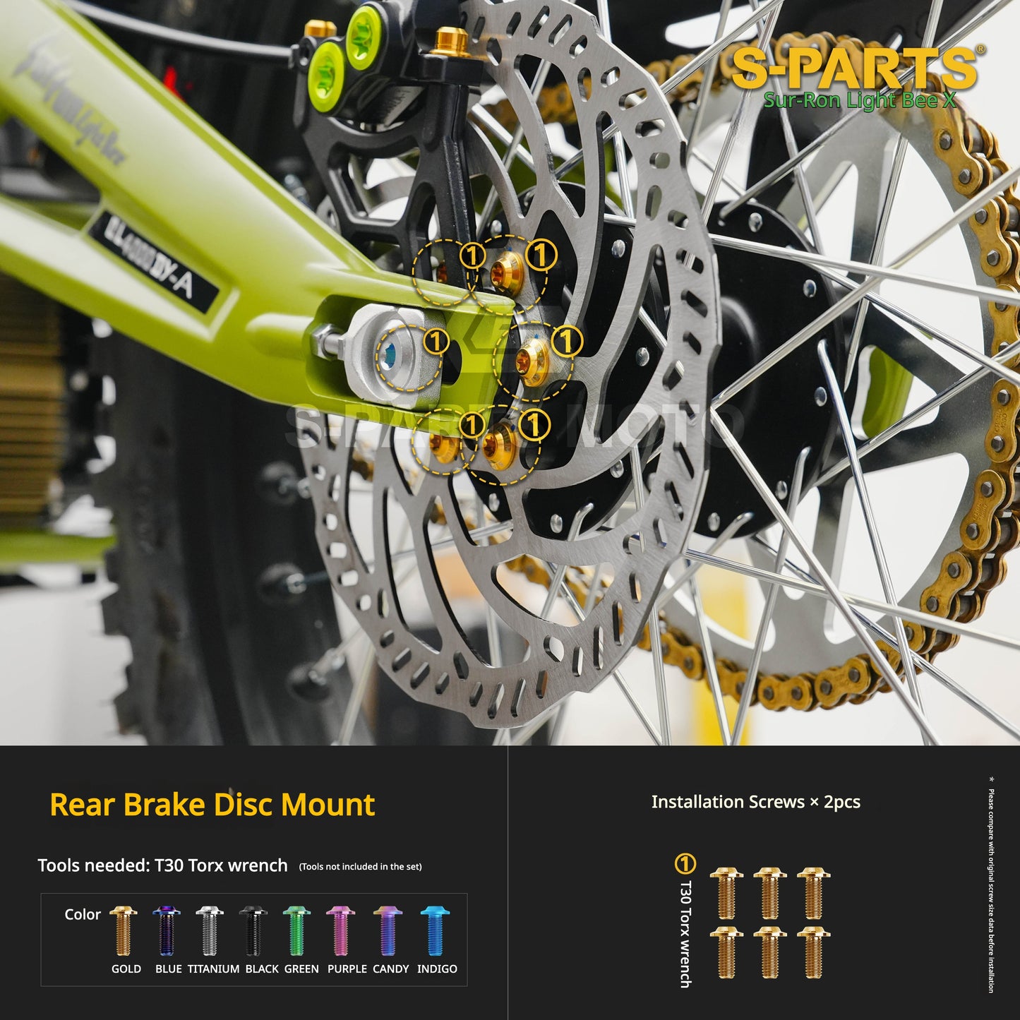 S-PARTS TC4 Titanium Full Bolt Kit for Sur-Ron Light Bee X (2025 Model)