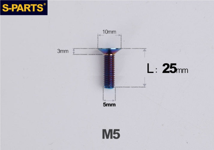 SPARTS M5 Countersunk Titanium Bolt | TC4 Flat Head Motorcycle Fastener